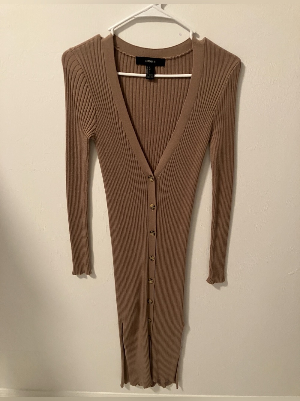 Ribbed Button Down Longline Cardigan